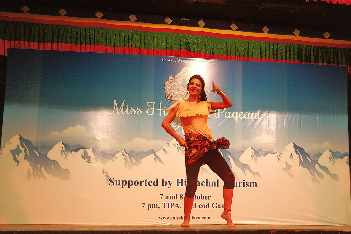 Aaisha Gurung performs in Talent Round at the Miss Himalaya Pageant 2017 in McLeod Ganj, India, on 7 October 2017.