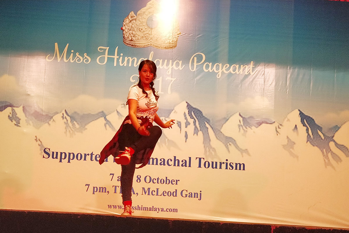 Akansha Mahat performs in Talent Round at the Miss Himalaya Pageant 2017 in McLeod Ganj, India, on 7 October 2017.