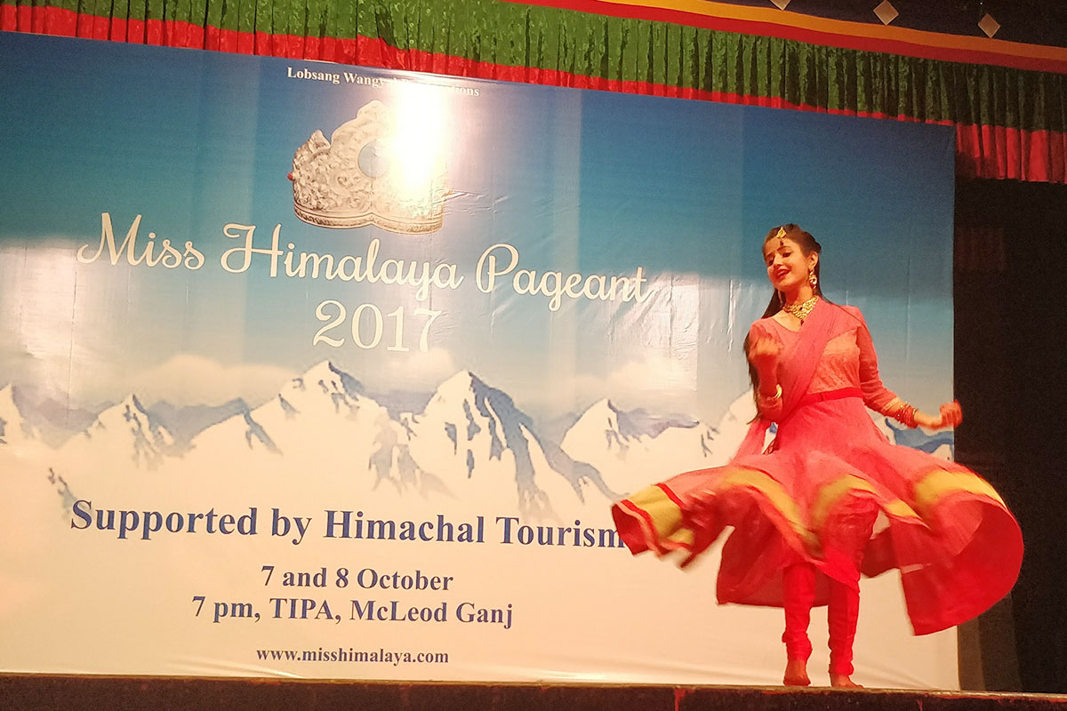 Preksha Rana performs in Talent Round at the Miss Himalaya Pageant 2017 in McLeod Ganj, India, on 7 October 2017.